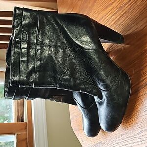 Franco Sarto Black Leather Ladies Dress Boots Size 9